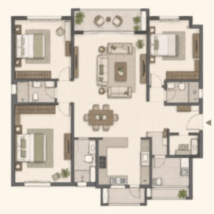 Modern Spaaces Sarjapur Road 3 BHK indicative floor plan, 1,553 to 2,200 sq ft on the client brief's tentative and overlapping bands Modern Spaaces Sarjapur Road 3 BHK indicative floor plan, 1,553 to 2,200 sq ft on the client brief's tentative and overlapping bands
